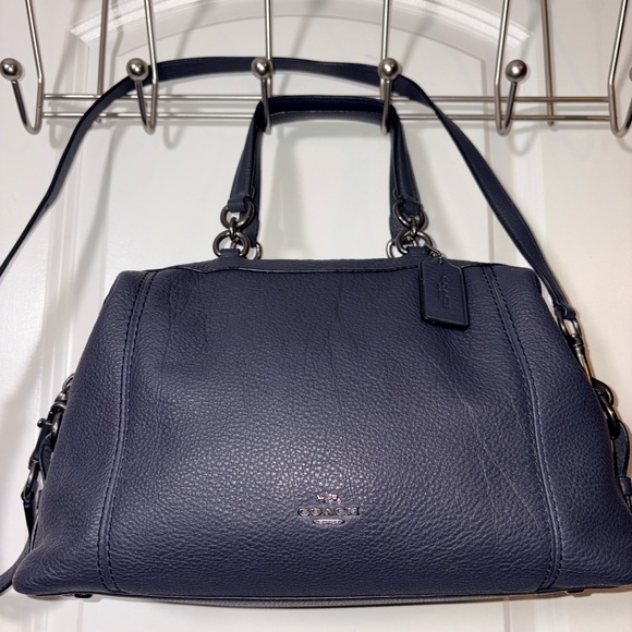 Coach Lenox Pebbled Leather Satchel Crossbody – Navy (F59325) - Picture 14 of 14